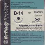 Perma Sharp 5/0, 18" polyester green braided Dacron non-absorbable suture with end cutting taper