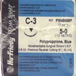 Perma Sharp 5/0 C-3 18" Premium Reverse-Cutting Needle, 3/8 Circle 13.0 mm, Polypropylene, box