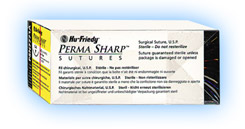 Perma Sharp 4/0, 27" plain gut absorbable suture with reverse-cutting C-6 needle (3/8 circle), box