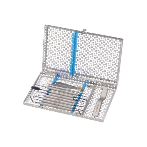 Signa-Stat Series Blue 12 Instrument Stainless Steel Cassette. The stainless steel shell protects