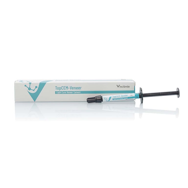 TopCEM Light Cure Veneer Cement, A0, 2.5g Syringe, 1/Pk. Includes: 10 tips. Designed for permanent