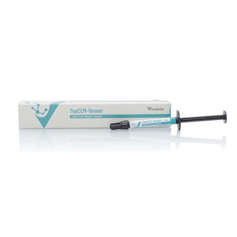 TopCEM Light Cure Veneer Cement, A1, 2.5g Syringe, 1/Pk. Includes: 10 tips. Designed for permanent