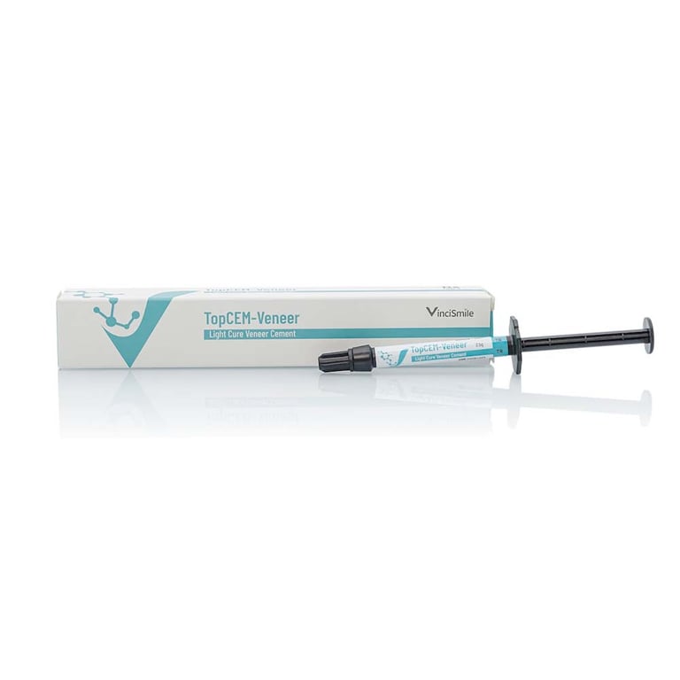 TopCEM Light Cure Veneer Cement, A3, 2.5g Syringe, 1/Pk. Includes: 10 tips. Designed for permanent