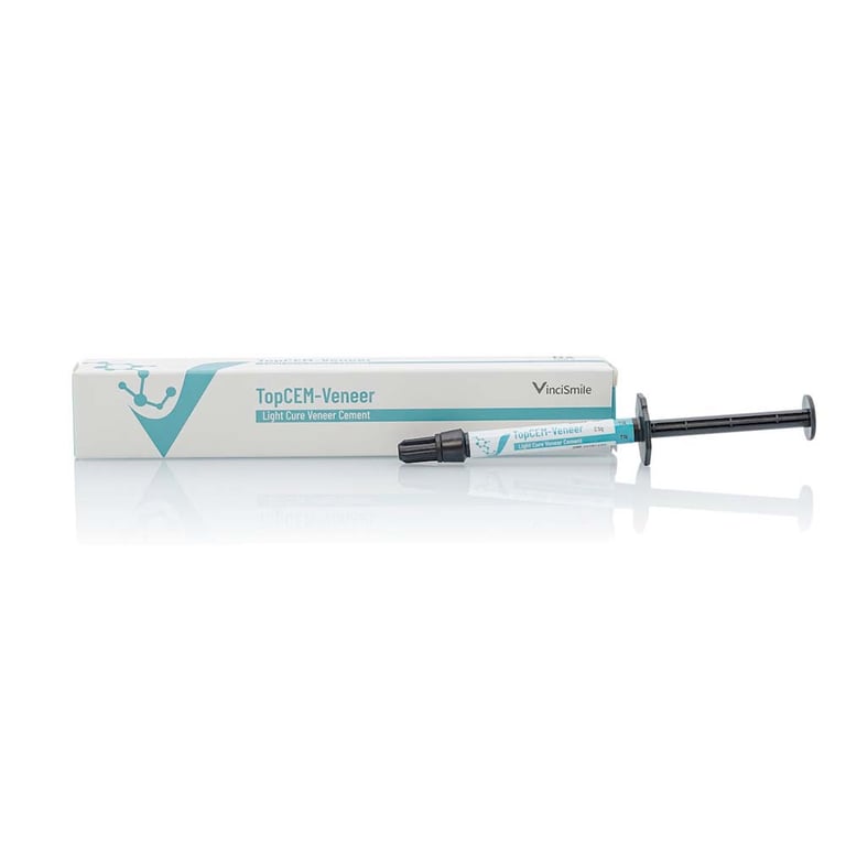 TopCEM Light Cure Veneer Cement, Translucent, 2.5g Syringe, 1/Pk. Includes: 10 tips. Designed