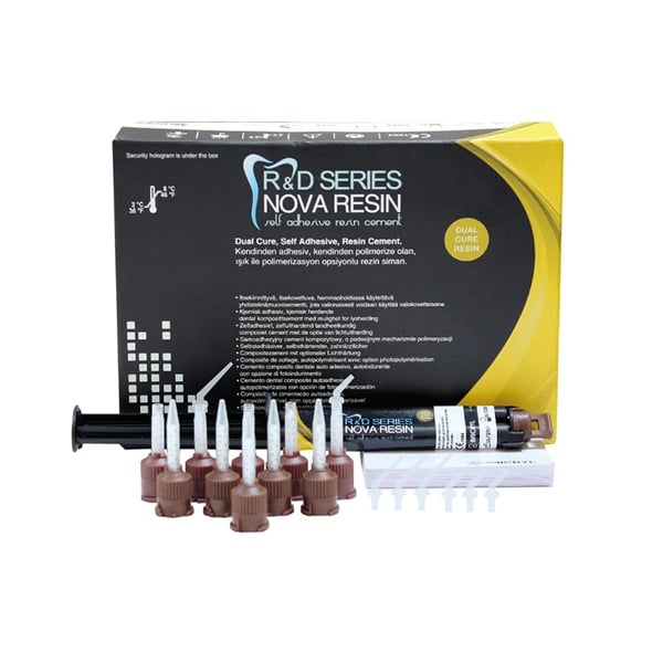 Nova Resin Dual Cure Self-Adhesive Permanent Quality Resin Cement, 11g Syringe with Automix Tips