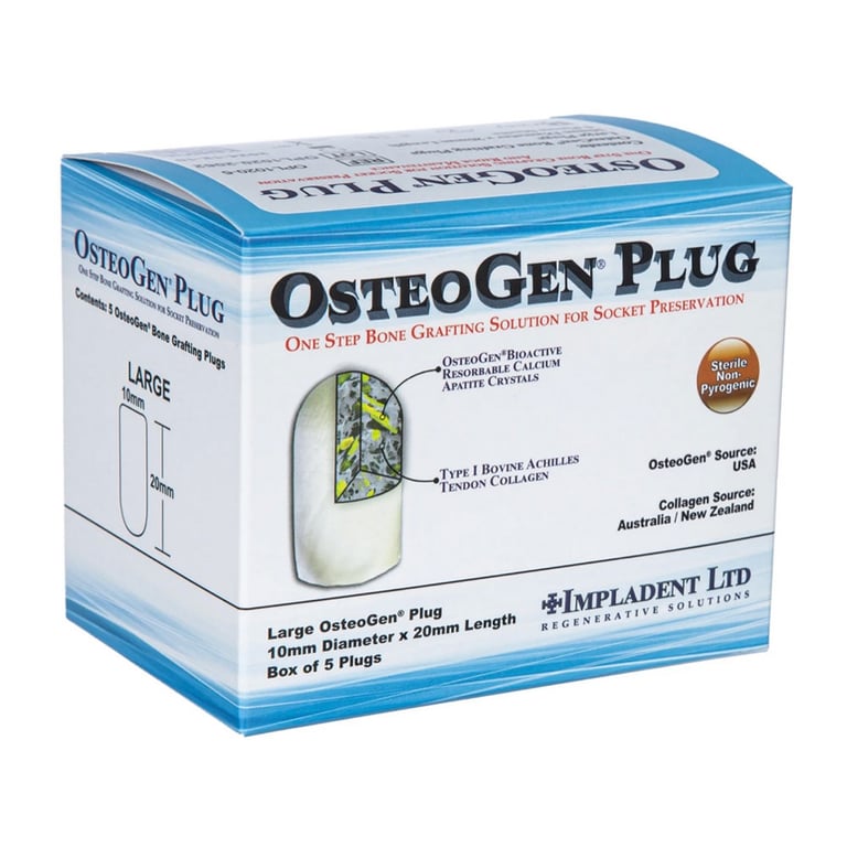 OsteoGen 10mm x 20mm Large Bone Grafting Plug, 5/Box. Made from a combination of bioactive
