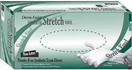DermAssist Stretch Vinyl PVC Vinyl Synthetic glove: Non-Sterile, Powder-Free, Smooth, box (162050)