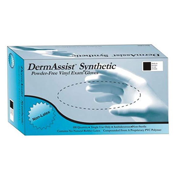 DermAssist Vinyl SYN Synthetic gloves: Non-Sterile, Powder free, box of 100 Small gloves