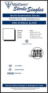 Nitriderm Sterile Singles Powder-Free Nitrile Exam Gloves, X-Large 9 1/2 - 10, Sterile Single