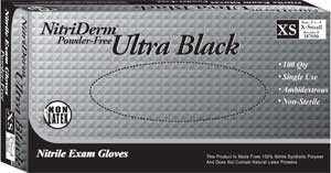 NitriDerm Ultra Black Nitrile Examination gloves: Extra-Small, Non-Sterile, Enhanced Stretch