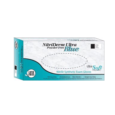 NitriDerm Ultra Blue Nitrile Exam gloves: X-Small, Non-Sterile, Powder-Free, Fingertip Textured