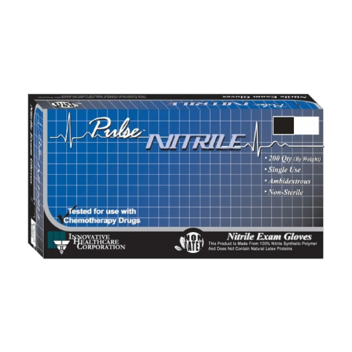 Pulse Nitrile Exam Gloves: Medium, Non-Sterile, Powder-free, Finely Fingertip-Textured, Dark