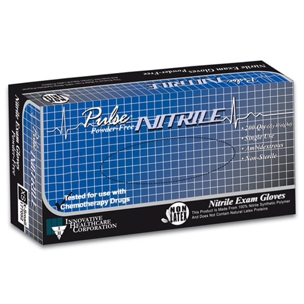 Pulse Nitrile Exam Gloves Large, Dark Lavender Blue 200/Box. Non