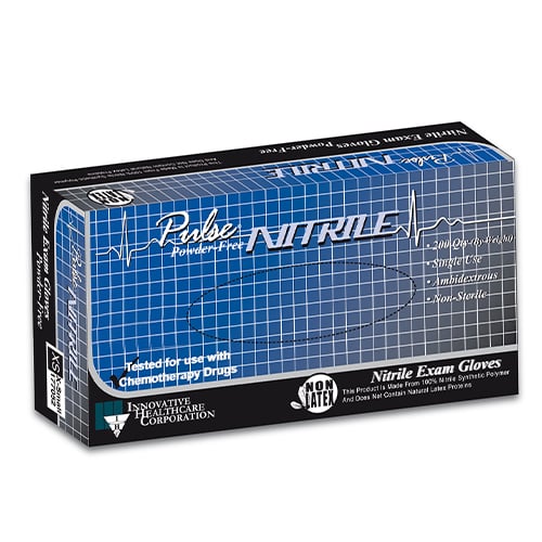 Pulse Nitrile Exam Gloves: Small, Non-Sterile, Powder-free, Finely Fingertip-Textured, Dark
