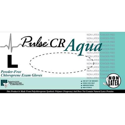 Pulse CR Chloroprene Exam Gloves, Large, 200/Bx, Powder-Free, Textured, Aqua, Non-Sterile, Latex