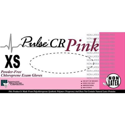 Pulse CR Chloroprene Exam Gloves, X-Small, 200/Bx, Powder-Free, Textured, Pink, Non-Sterile, Latex