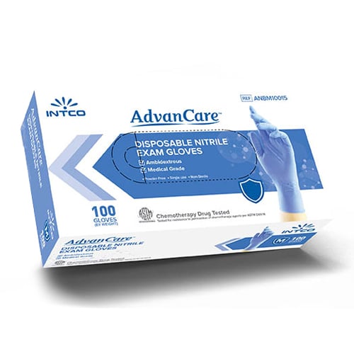 AdvanCare Nitrile Exam Gloves Blue Small, 100/Box. Powder-Free, Non-Sterile. Light nitrile gloves
