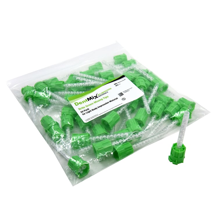 DentMix Standard 50ml Cartridge Mixing Tips, Lime Green Hub, 50/Pk