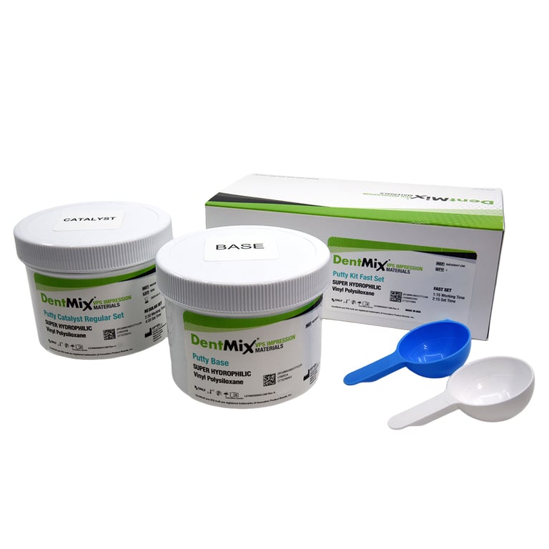 DentMix Regular Set, Base and Catalyst VPS Putty Impression Material, Green, 250ml and 2 Scoops