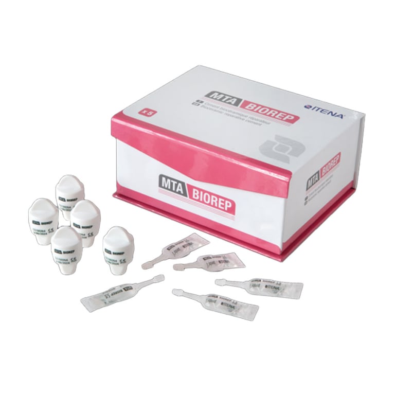 MTA Biorep Bioceramic Reparative Cement, 5 x Powder Capsules, 5 x Mixing Liquids. Features high