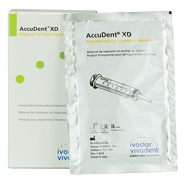Accudent XD Alginate Syringe Impression Material, 12 - 9 g Packets. Irreversible hydrocolloid