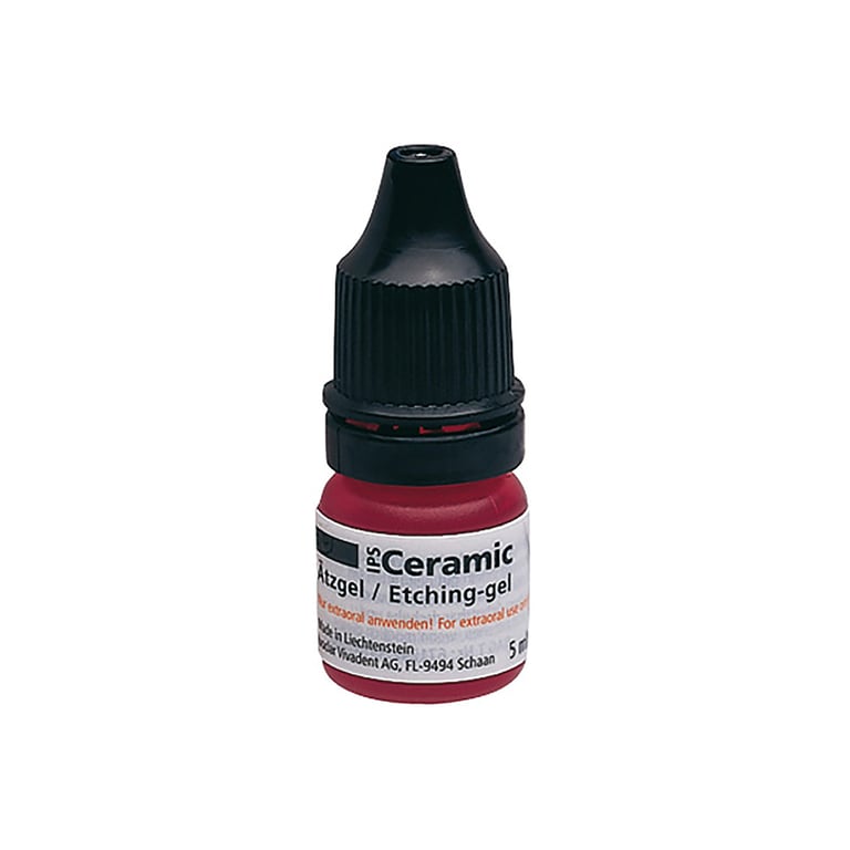 IPS Ceramic Etching Gel, Hydrofluoric Acid, 5 mL Bottle. Designed for the creation of retentive