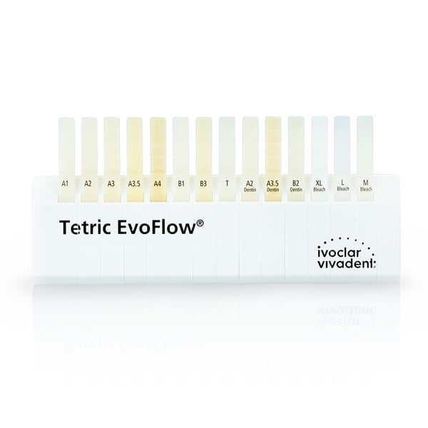 Tetric EvoFlow Shade Guide. Contains the full range shades. In addition to the popular bleach