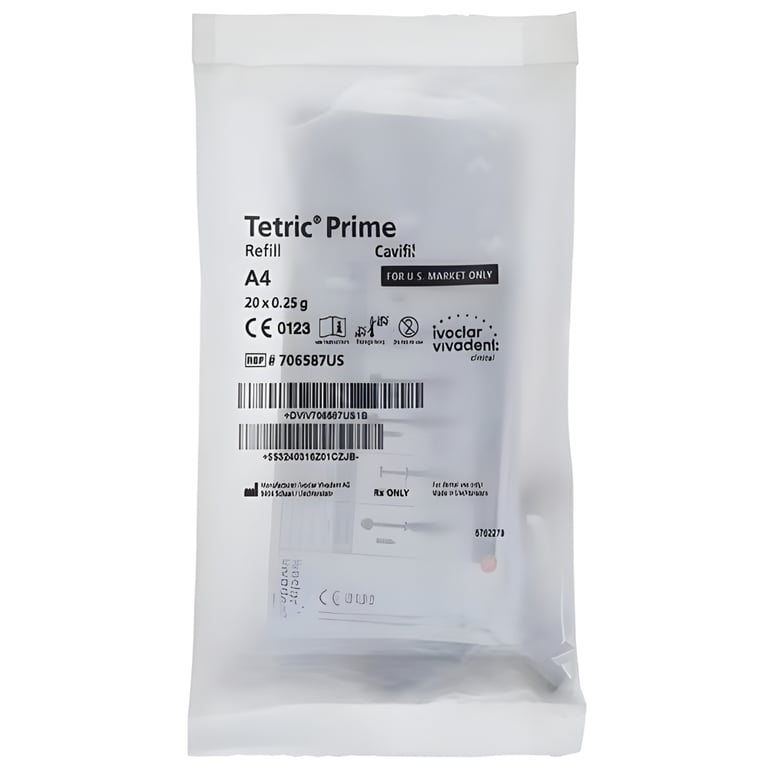 Tetric Prime Cavifil Refill, Shade A4, 20 x 0.25 gm, 1/Pk. Sculptable universal composite designed