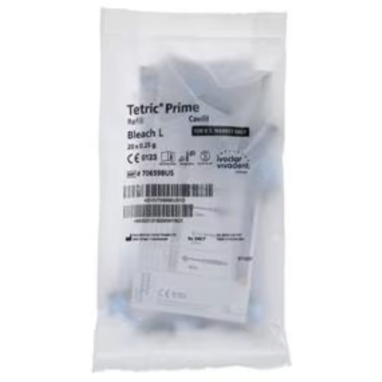 Tetric Prime Cavifil Refill, Shade Bleach L, 20 x 0.25 gm, 1/Pk. Sculptable universal composite