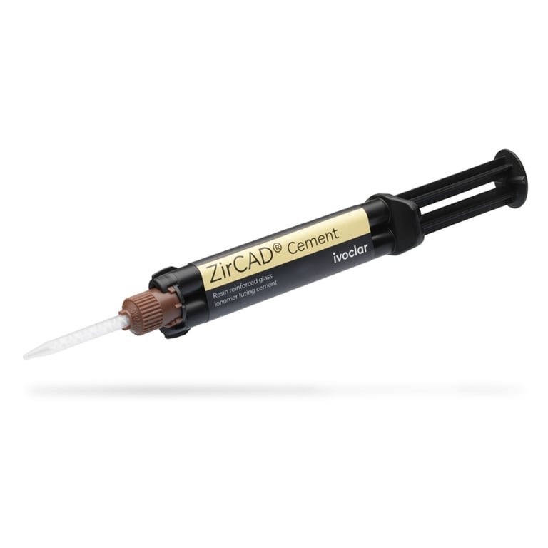 ZirCAD Self-Cure Luting Cement, 1 - 8.5g Syringe & 10 Mixing Tips. Resin-reinforced glass ionomer
