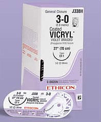 Ethicon Vicryl 4/0, 27" Coated Vicryl Undyed Braided Absorbable Suture with Reverse Cutting FS-2