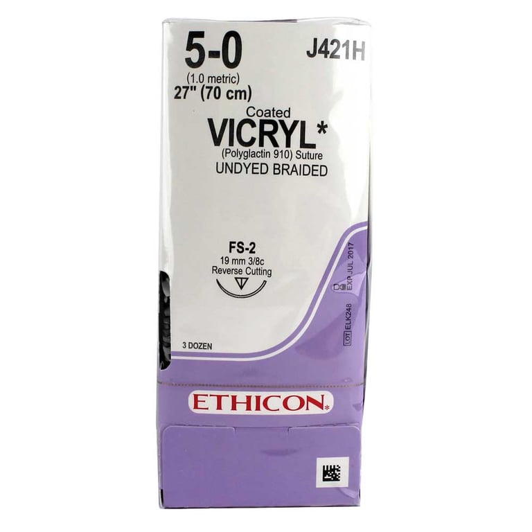 Ethicon Vicryl 5/0, 27" Coated Vicryl Polyglactin 910 Undyed Braided Absorbable Suture