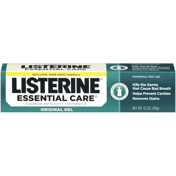 Listerine Essential Care Original Gel Toothpaste, Powerful Mint, fluoride anti-cavity toothpaste