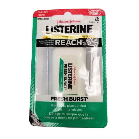 Listerine FRESH BURST Waxed Mint Dental Floss 200 yard Refill 1/pack