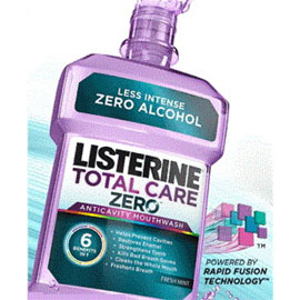 Listerine Total Care Zero Fresh Mint Mouthwash 1 Liter - 6/Cs. Low Intensity, Alcohol-Free