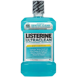 Listerine Ultraclean Cool Mint Antiseptic Rinse 1.5 Liter - 6/Cs. Controls Tartar Build-Up. Kills