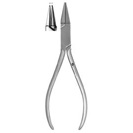 J&J Instruments #140 Bird Beak Long Pliers. Snub nose. One round cone beak, one pyramid beak