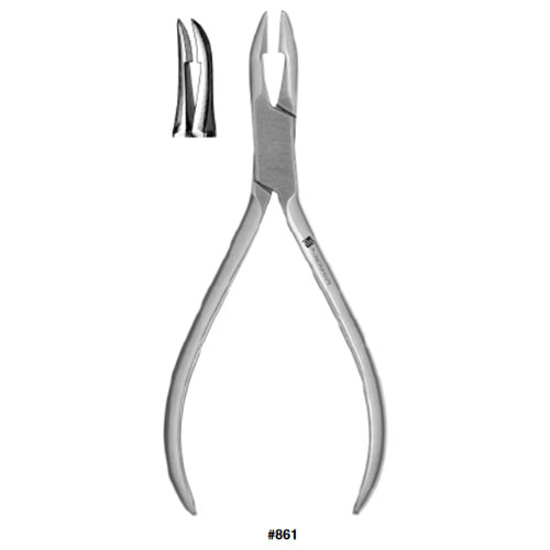 J&J Instruments Weingart Utility Pliers. Offset tips. Serrated, pointed pads hold wire firmly