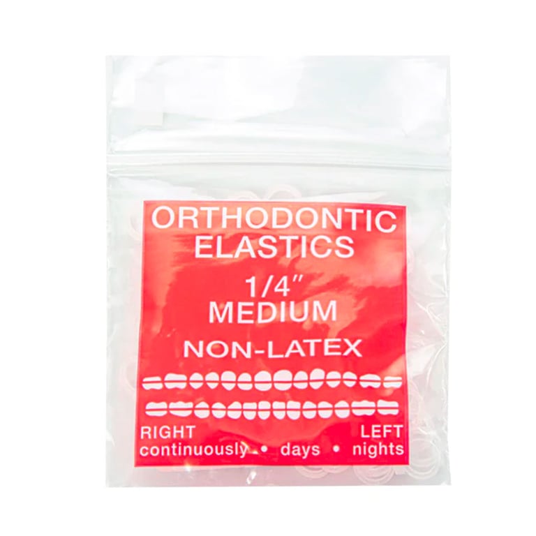 JMU Orthodontic Elastic, Medium 1/4", Latex Free, Clear, 100/Bag. Features stretchy design