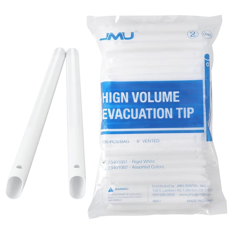 JMU 6" PVC High Volume Evacuation Tip, Rigid, Whi