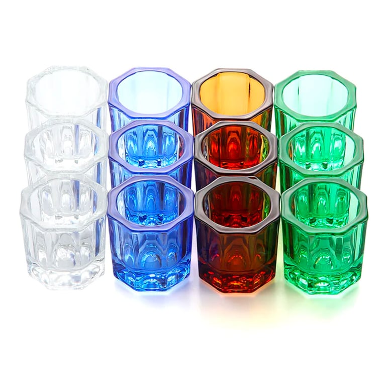 JMU Glass Dappen Dishes, 33 x 33 mm, Assorted Colors, 12/Box. Thick glass. Strong and durable