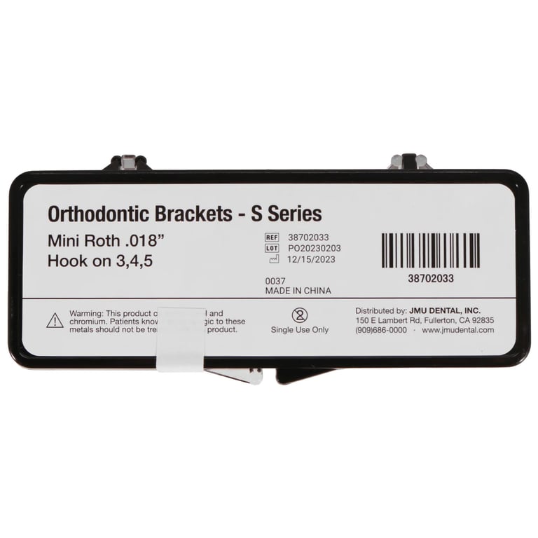 JMU Mini Roth Brackets, S Series (MIM), 0.018", 20/Pk. Dental Orthodontic Mini Roth Brackets are