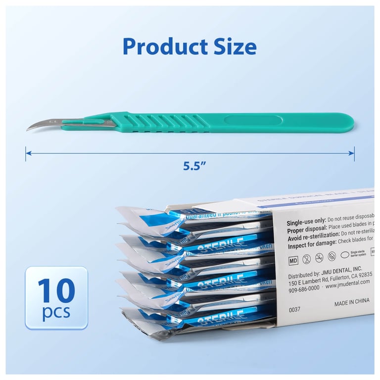 JMU #12 Disposable Scalpel, Green, Sterile, 10/Pk