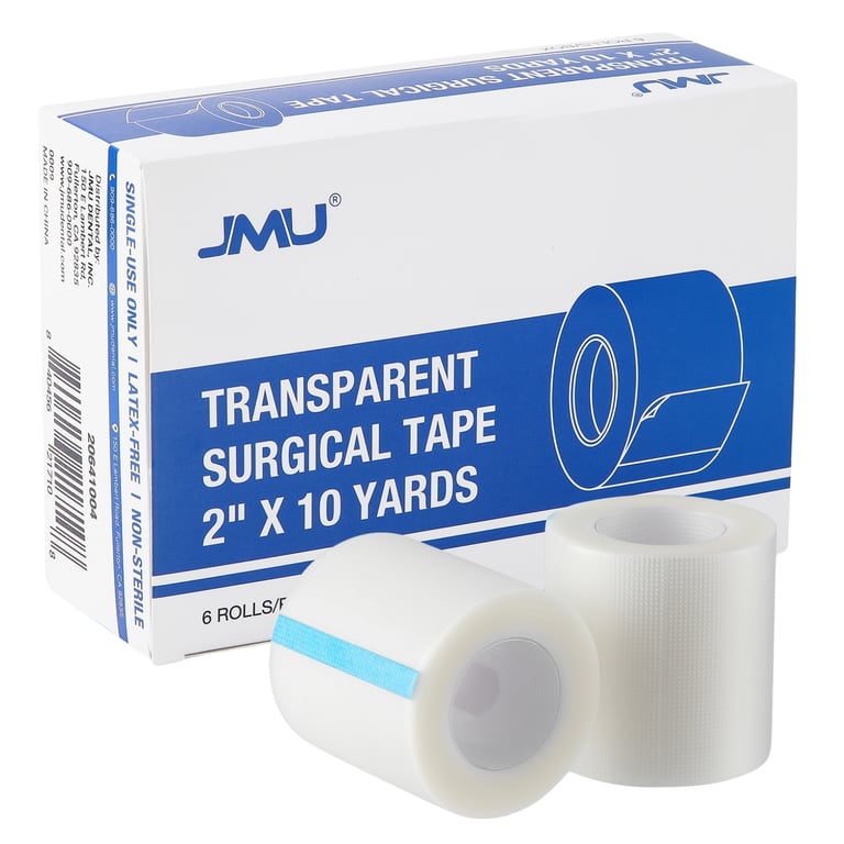 JMU 2" x 10yd PE Surgical Tape, Transparent, 6/Pk. Secures wound dressings and external gauze