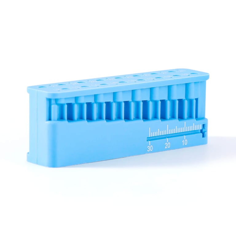 JMU Autoclaveable Endo File Holder with Measuring, Blue, 1/Box. Used for professional root canal