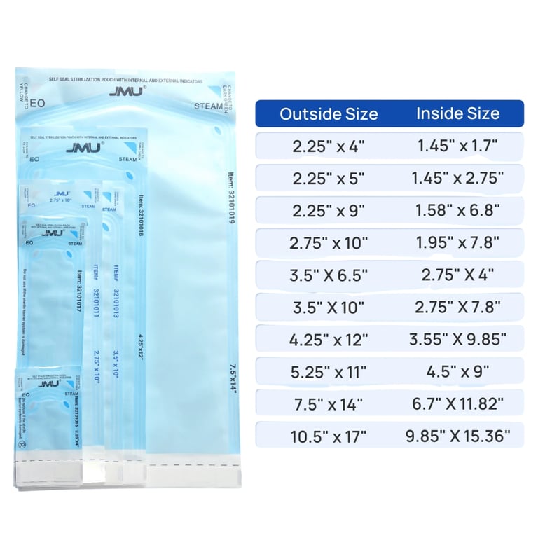 JMU 2.25" x 4" (1.45" x 1.7") Self-Sealing Steril