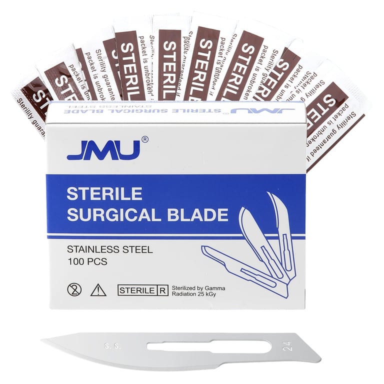 JMU #24 Stainless Steel Surgical Blade, Sterile, 100/Box. Executes precise soft tissue incisions