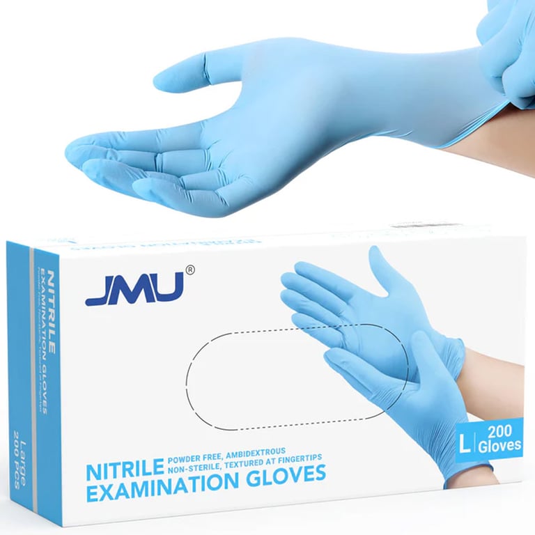 JMU Nitrile Exam Gloves, Powder Free, Large, Blue, 200/Box. These gloves offer soft comfort