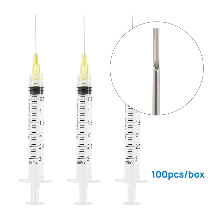 JMU 27 ga Irrigation Syringes with Tips, Yellow, 