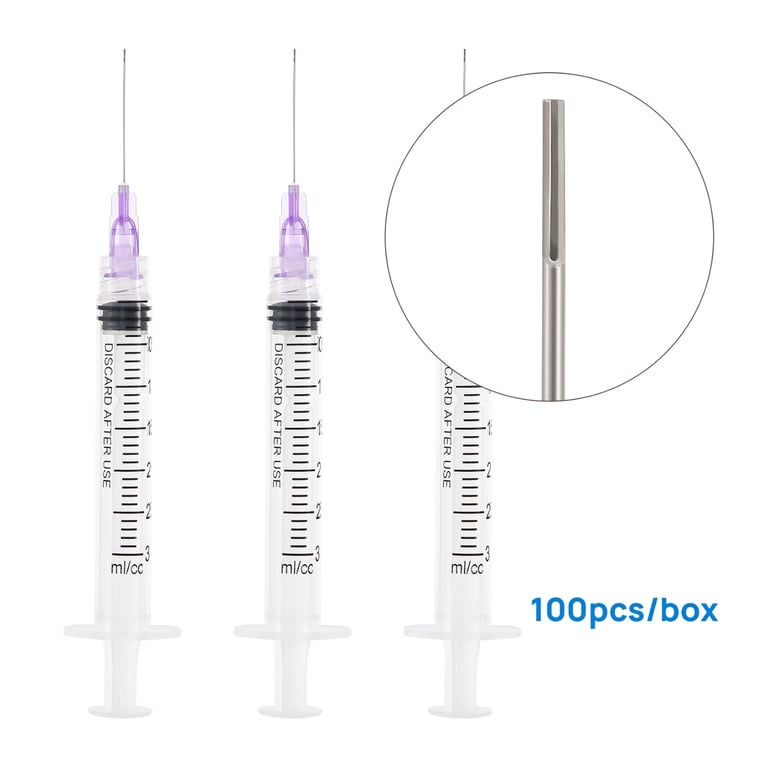JMU 30 ga Irrigation Syringes with Tips, Purple, 